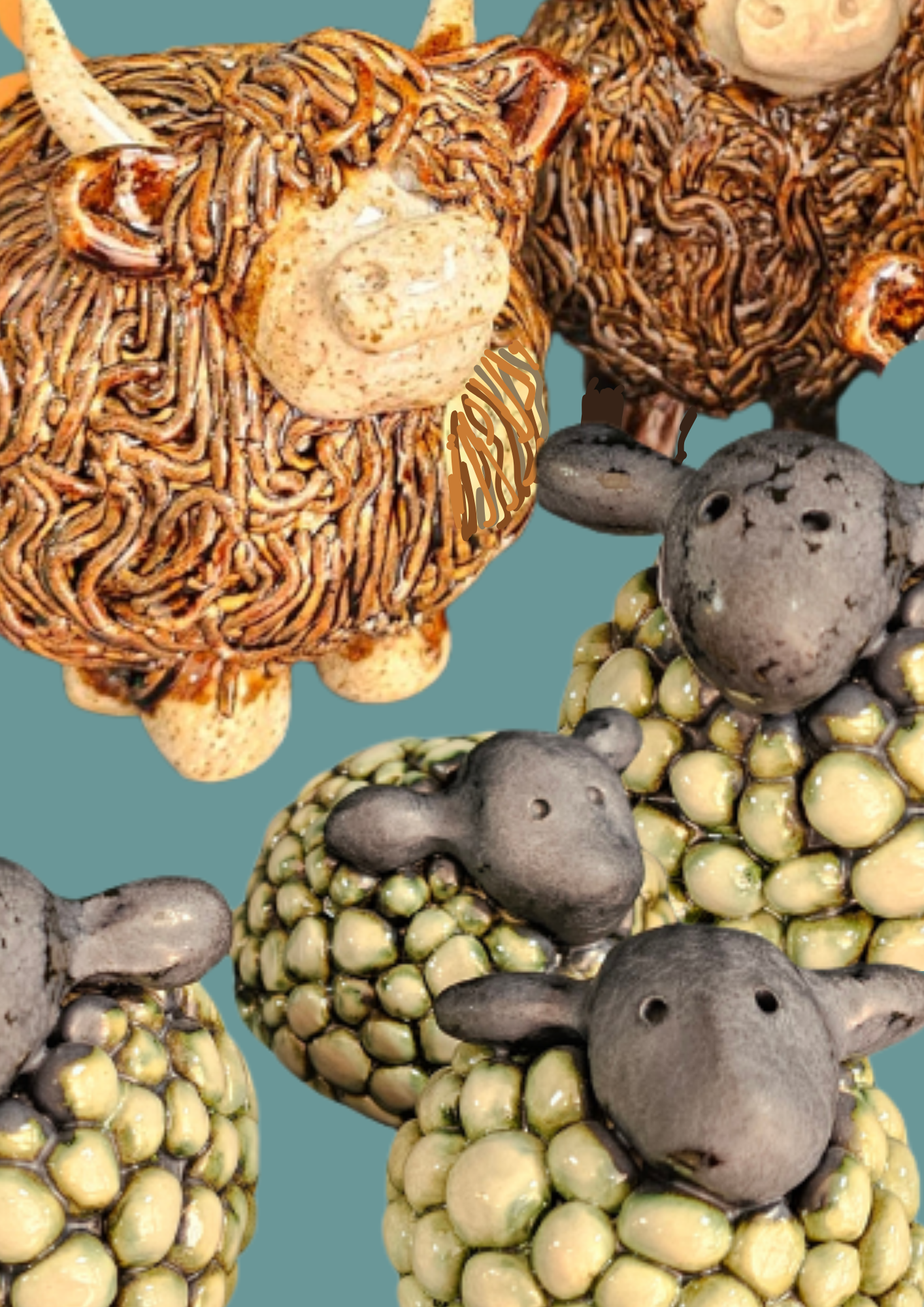 Make a ceramic cow or sheep - two part workshop - 4th & 25th October