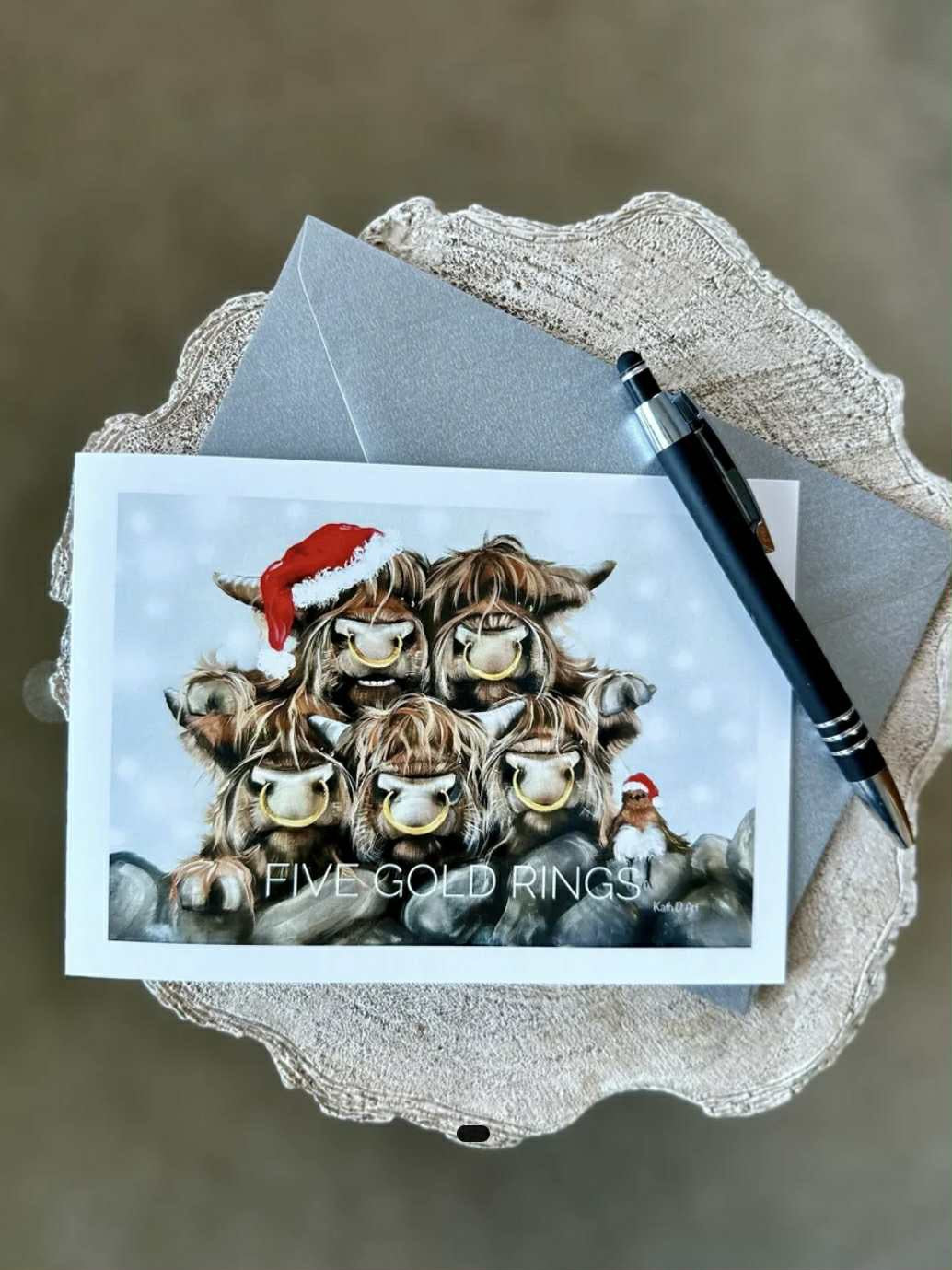 Five Gold Rings Christmas Card