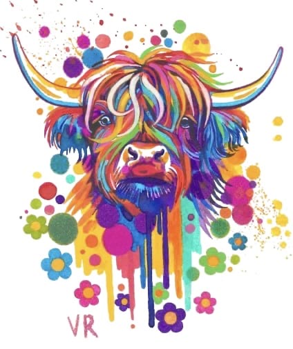Highland cow - Bubble Pop style art print